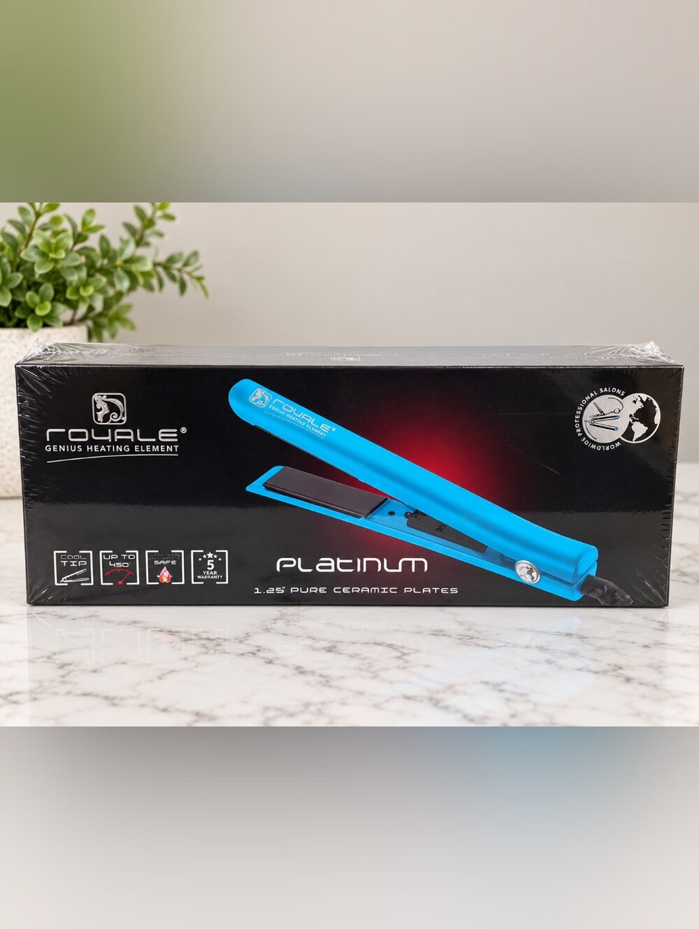 Royale Platinum Genius Flat Iron 1.25 Ceramic Plates Blue NWT Sealed